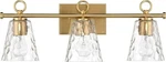 24 In. Imogen 3-LIGHT Brushed Gold Metal Vanity With Hammered Water Glass. Fixed Price $76.49.