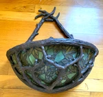 Tiffany Style Stained Glass Bronze Twig Basket 2 Lite Wall Sconce Green Yellow. Fixed Price $125.99.