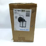 Kichler 9794BK Black Barrie 8.5" X 4.75" Outdoor Wall 100-W Light, Clear Bevel. Fixed Price $27.73.
