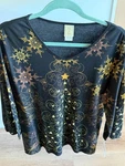 Jess & Jane Women's Cotton Top Christmas Star Size Xl 3/4 Sleeves Nwt. Fixed Price $30.00.