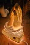 Vintage Mid Century Praying Hands Glowing Ceramic Bisque Light 6". Fixed Price $24.99.