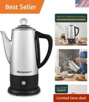 Fast Brew 12 Cup Coffee Percolator, Transparent Progress Dial. Fixed Price $91.19.