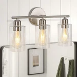 Henveton Nafissa 18.11 In. 3-LIGHT Brushed Nickel Vanity W/ Clear Glass. Fixed Price $59.95.