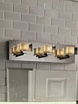 Portfolio, "prism" 3-LIGHT Chrome Modern Vanity Frosted Square Shades. Fixed Price $78.00.