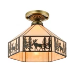 Elk Silhouette Mica Ceiling Flush Cottage Cabin Lodge Country Lighting. Fixed Price $89.90.