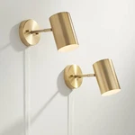 360 Lighting Carla 7" Brass Plug-in Wall Lamps Set With Smart Sockets. Fixed Price $155.97.
