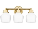 Emak Gold Vanity With Milk Glass Shade, 3-LIGHT, VL122-GD-ML-3. Fixed Price $75.99.