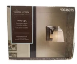 Allen + Roth, "elloree" Brushed Nickel Dimmable Vanity Light Frosted Shade. Fixed Price $68.00.