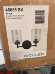 Kichler 45885BK Winslow Vanity, 2-LIGHT 150 Total Watts, Black, 12.75". Fixed Price $34.99.
