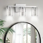 Led Modern Bathroom Fixtures Over Mirror, 3-LIGHT Brushed Nickel Vanity.... Fixed Price $94.17.