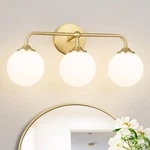 Mid Century Brushed Brass Wall Sconce, Modern Gold 3-LIGHTS Vanity Fixt.... Fixed Price $84.69.