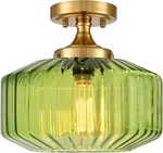 Semi Flush Mount Ceiling Light Mid Century Brass Farmhouse Kitchen Fixture. Fixed Price $273.09.