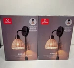 2PK Globe Electric 1LIGHT Matte Black Plug In/hardwire Wall Sconce Rattan Shade. Fixed Price $59.99.