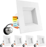 Pack Luxrite 4" Square Led Recessed Light Dimmable 5CCT 2700K-5000K 750LM Etl. Fixed Price $67.89.