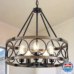 Puming Farmhouse Chandelier For Dining Room 5-LIGHT Black Rustic Drum. Fixed Price $208.43.