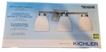 New Kichler Led 3-LIGHT Vanity Satin Nickel White Glass Shades #0616046. Fixed Price $50.00.