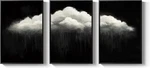 Framed Black And White Moody Wall Art, 3 Pieces Surreal Dark Clouds Raining. Fixed Price $34.00.