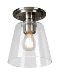 Hampton Bay Gaspar 7 In. Brushed Nickel Semi Flush Mount Light Clear Glass. Fixed Price $24.99.