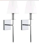 Lamqee 1-LIGHT Polished Chrome Wall Sconce With White Fabric SHADE(2-PACK). Fixed Price $32.50.