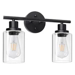 Unicozin 2 Vanity Lights, Black Wall Sconce With Clear Glass, Bat.... Fixed Price $36.44.