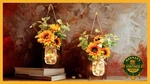 Ourwarm Sunflower Mason Jar Sconces Set Of 2 Farmhouse Wall Decor Remote Led. Fixed Price $36.68.