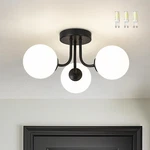 3-GLOBE Black Flush Mount Ceiling Light Modern Farmhouse Design Is Ideal.... Fixed Price $85.28.