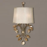 Alenya Burnished Gold Metal Wall Sconce Light Teak Crystals Leaves 22487. Fixed Price $357.60.
