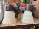Set Of Wall Sconces Oil Rubbed Bronze Glass Portfolio 1026679 Shade. Fixed Price $49.99.