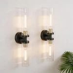 Phaosio Black And Gold Wall Sconces Set Of 2, Hardwired Bathroom Light Fixtures,. Fixed Price $82.74.