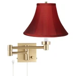 Barnes And Ivy Alta Warm Gold Plug-in Swing Wall Lamp W/ Red Shade. Fixed Price $133.99.