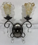 Nos Framburg Liebestraum 2 Light Wall Sconce Italian Piastra Glass Shade Prisms. Fixed Price $84.00.