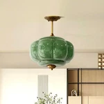 Ceiling Light Fixture 15 Inch Milk Glass Semi Flush Mount Green Ckensu Antique. Fixed Price $369.99.