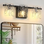 Modern 3-LIGHT Black Bathroom Vanity Fixture With Clear Glass Shade. Fixed Price $83.99.