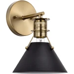 Nuvo 60-7519 Outpost Matte Black Wall Sconce Light With Burnished Brass. Fixed Price $121.99.