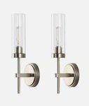 Wilon Bathroom Wall Sconces Set Of 2, Brushed Nickel Vanity Lights W/clear Glass. Fixed Price $47.99.