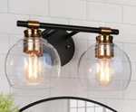 Lnc 14 In. 2-LIGHT Black Vanity Light, Rustic Vintage Brass. Fixed Price $128.00.