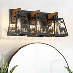 Rustic Deer 3-LIGHT Wooden Vanity For Farmhouse Bathroom & Home Decor. Fixed Price $123.99.