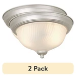 Classic Flush Mount Ceiling Light Nickel Finish Frosted Glass Shade 2 Pack No. Fixed Price $35.93.
