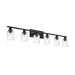 6-LIGHT Seeded Glass Vanity Fixtures Matte Black Finish, 45.3 Inches.... Fixed Price $218.71.