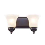 Bel Air Vanity Lighting 2-LIGHT Oiled Bronze Finish W/ Marbleized Glass Shades. Fixed Price $23.95.