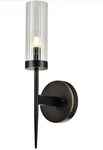 7PANDAS 1-LIGHT Wall Sconce Tube Glass Shade Black & Bronze. Fixed Price $28.50.