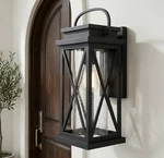 17.8 Large 1-LIGHT Black Wall Lantern Sconce Outdoor Exterior Hardwired. Fixed Price $60.00.