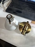 Home Decorators Granville Gold & White Wall Sconce 1VANITY Light Metal Shade. Fixed Price $17.57.