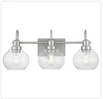 Home Decorators Halyn 23 In. 3-LIGHT Brushed Nickel Bathroom Vanity. Fixed Price $35.00.