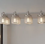 Canarmna 4-LIGHT Vanity Wall Brushed Nickel Mounted Metal Glass. Fixed Price $40.49.