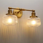 Antique Brass Wall Sconces With Clear Glass Shade Vintage 2-LIGHT Lighting. Fixed Price $166.99.