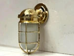 Oceanic Nautical Industrial Brass Bulkhead Wall Lamp Sconce Frosted Glass 1PC. Fixed Price $140.00.