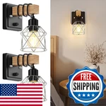 Fadimikoo Wall Sconces Set Of Two, Bedside Wood Lamps With Rotary Switch,. Fixed Price $58.59.