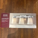 Home Decorators Collection 3-LIGHT Chrome Bath Vanity Etched White Glass. Fixed Price $55.00.