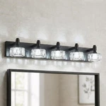 Fekzo 36 In. 5-LIGHT Black Led Vanity With Crystal Glass Shade. Fixed Price $94.95.